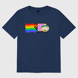 Футболка оверсайз мужская Картман Nyan Cat, цвет: тёмно-синий