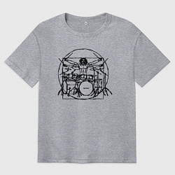 Футболка оверсайз мужская Витрувианский барабанщик, цвет: меланж