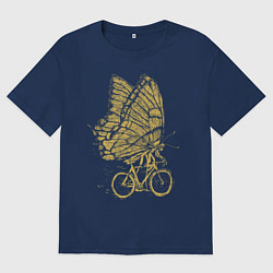 Футболка оверсайз мужская Бабочка на велосипеде, цвет: тёмно-синий