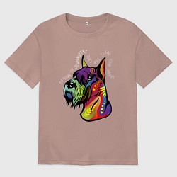 Футболка оверсайз мужская Берегись шнауцеров!, цвет: пыльно-розовый