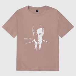 Футболка оверсайз мужская Moriarty: Miss me?, цвет: пыльно-розовый