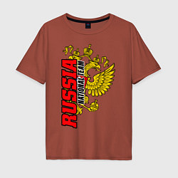 Футболка оверсайз мужская RUSSIA national team, цвет: кирпичный
