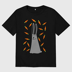 Футболка оверсайз мужская Кролик в морковке, цвет: черный