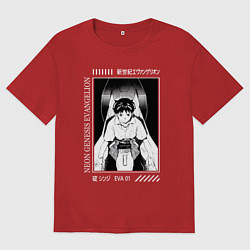 Футболка оверсайз мужская Синдзи Икари, Евангелион, цвет: красный
