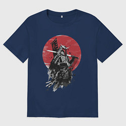 Футболка оверсайз мужская Японский самурай, цвет: тёмно-синий
