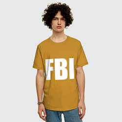 Футболка оверсайз мужская FBI, цвет: горчичный — фото 2