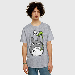 Футболка оверсайз мужская Totoro и бабочка, цвет: меланж — фото 2