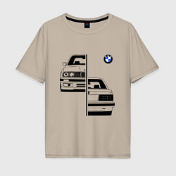 Футболка оверсайз мужская BMW БМВ Z, цвет: миндальный
