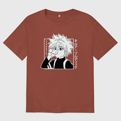 Футболка оверсайз мужская Killua Hunter x Hunter Киллуа, цвет: кирпичный