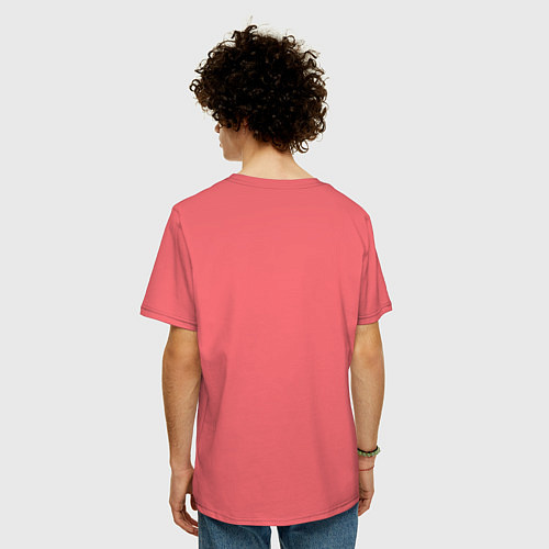 Мужская футболка оверсайз Черный пояс по суши / Коралловый – фото 4