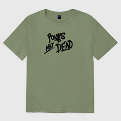 Футболка оверсайз мужская Punks not dead, цвет: авокадо