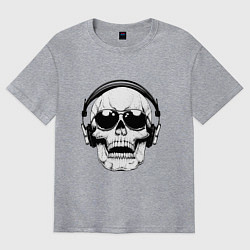 Футболка оверсайз мужская Skull Music lover, цвет: меланж