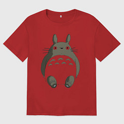 Футболка оверсайз мужская Тоторо с прозрачным пузиком, цвет: красный
