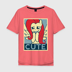 Футболка оверсайз мужская Fluttershy cute, цвет: коралловый