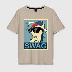 Футболка оверсайз мужская Rainbow Dash swag, цвет: миндальный