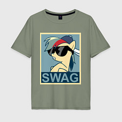 Футболка оверсайз мужская Rainbow Dash swag, цвет: авокадо