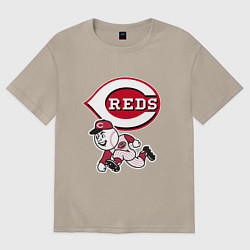 Футболка оверсайз мужская Cincinnati reds - baseball team - talisman, цвет: миндальный