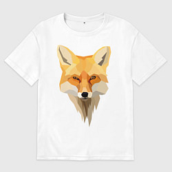 Футболка оверсайз мужская Лис арт, цвет: белый