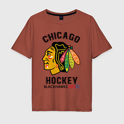 Футболка оверсайз мужская CHICAGO BLACKHAWKS NHL, цвет: кирпичный