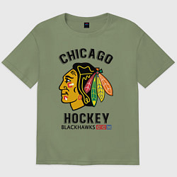 Футболка оверсайз мужская CHICAGO BLACKHAWKS NHL, цвет: авокадо