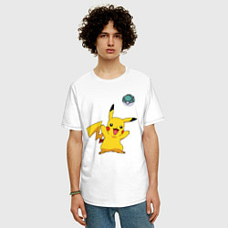 Футболка оверсайз мужская Pokemon pikachu 1, цвет: белый — фото 2