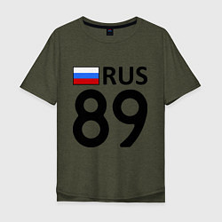 Футболка оверсайз мужская RUS 89, цвет: меланж-хаки