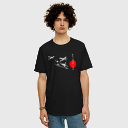 Футболка оверсайз мужская Чёрные самолёты камикадзе, цвет: черный — фото 2