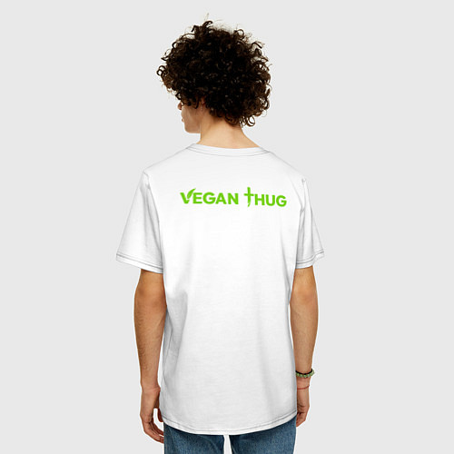 Мужская футболка оверсайз Vegan Thug / Белый – фото 4