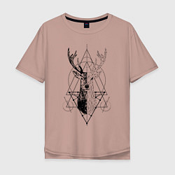 Футболка оверсайз мужская Polygonal deer, цвет: пыльно-розовый