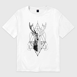 Футболка оверсайз мужская Polygonal deer, цвет: белый