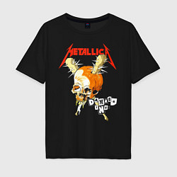 Мужская футболка оверсайз Metallica - оранжевый череп