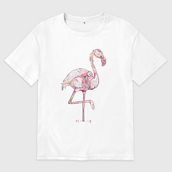 Футболка оверсайз мужская Узорчатый фламинго, цвет: белый