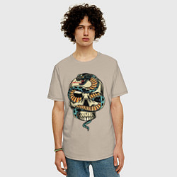 Футболка оверсайз мужская Snake&Skull, цвет: миндальный — фото 2