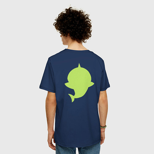 Мужская футболка оверсайз Baby Shark Grandpa / Тёмно-синий – фото 4