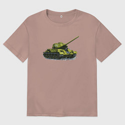 Футболка оверсайз мужская Т-34, цвет: пыльно-розовый