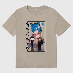 Футболка оверсайз мужская Рэм Re: Жизнь с нуля в альтернативном мире, цвет: миндальный