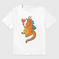 Футболка оверсайз мужская Милый дракон, цвет: белый