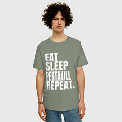 Футболка оверсайз мужская EAT SLEEP PENTAKILL REPEAT, цвет: авокадо — фото 2
