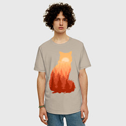 Футболка оверсайз мужская Лиса, цвет: миндальный — фото 2