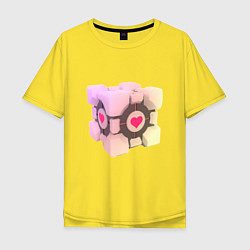 Футболка оверсайз мужская Companion Cube, цвет: желтый
