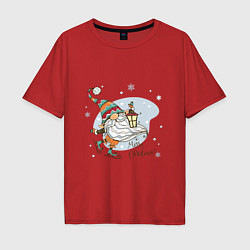 Мужская футболка оверсайз Рождественский гном