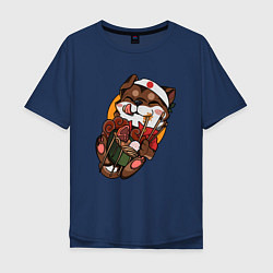 Мужская футболка оверсайз Собачка на обеде в Японии