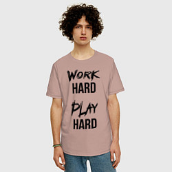 Футболка оверсайз мужская Work hard Play hard, цвет: пыльно-розовый — фото 2