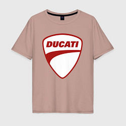 Футболка оверсайз мужская Ducati Logo Дукати Лого Z, цвет: пыльно-розовый