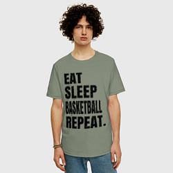 Футболка оверсайз мужская EAT SLEEP BASKETBALL REPEAT, цвет: авокадо — фото 2