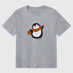 Футболка оверсайз мужская ПИНГВИНЁНОК парная, цвет: меланж