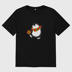 Футболка оверсайз мужская ПИНГВИНЁНОК парная, цвет: черный