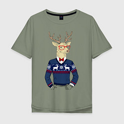 Футболка оверсайз мужская Hipster Deer, цвет: авокадо