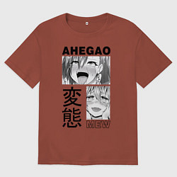 Футболка оверсайз мужская Ahegao, цвет: кирпичный