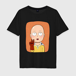 Футболка оверсайз мужская Сайтама One Punch Man, цвет: черный